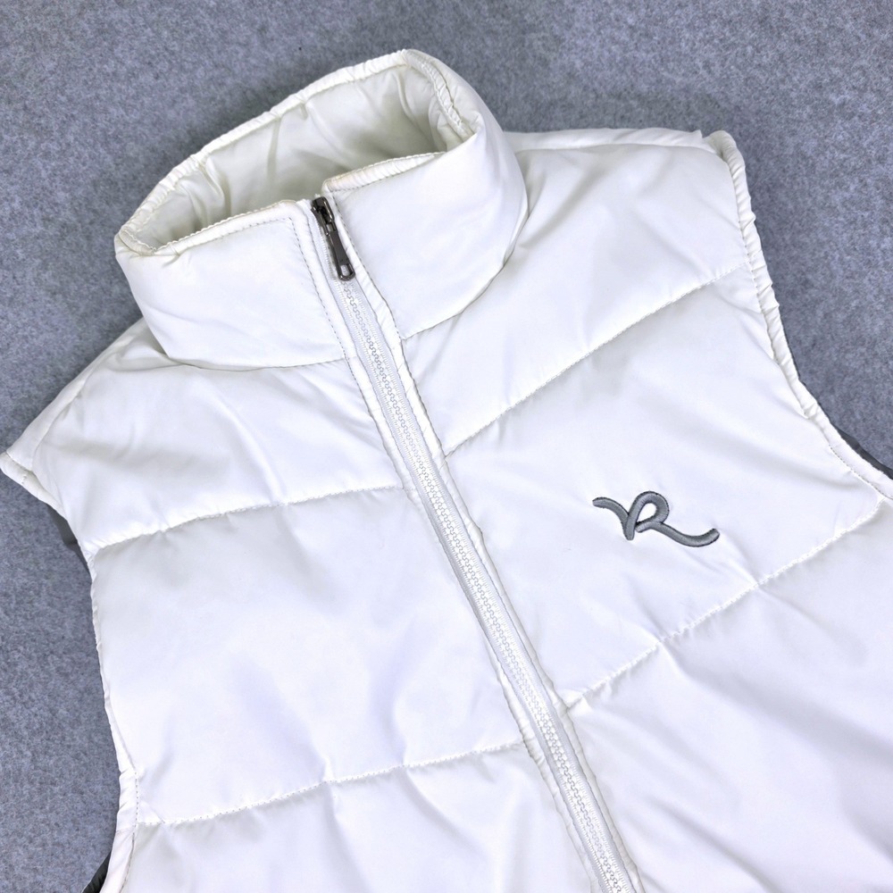 Rocawear Full Zip Puffer Vest Jacket Men's Small White Embroidered Logo